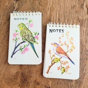 vintage 70s mini notepads - birds with florals
